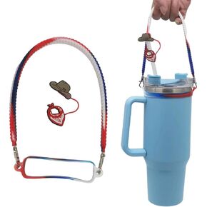 10mm straw cover and cup handle, the cup handle can be carried over the shoulder as a shoulder strap, and the straw cover is mainly used to prevent dust on the straw.(Black)