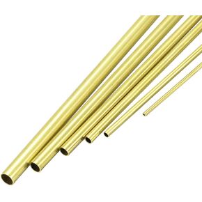 uxcell Brass Tube, 1mm 1.5mm 2mm 2.5mm 3mm 3.5mm OD x 0.2mm Wall Thickness 300mm Length Seamless Round Pipe Tubing, Pack of 6