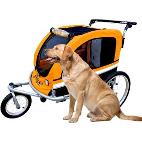 Booyah Large Pet Bike Trailer Dog Stroller & Jogger with Shocks - Orange