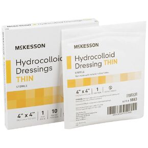 McKesson Hydrocolloid Dressing, Sterile, Thin, 4 in x 4 in, 10 Count, 1 Pack