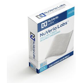 Hospital Grade Gelling Fiber Wound Dressing - Creates an Optimal Moist Wound Healing Environment, 2"x2" pad, 10 Each/Box