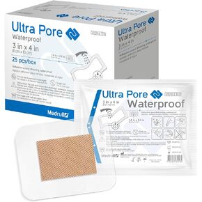 Waterproof Bandages 2x3 - Sterile Wound Dressing Ultra Pore Transparent - Flexible Non-Stick Dressing Bandage for Minor Cuts, Scrape and Wounds, 50 Count Individually Wrapped