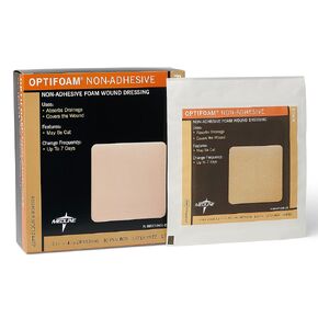 Medline Optifoam Non-Adhesive Foam Dressings, Sterile, 4" x 4" (Pack of 10)