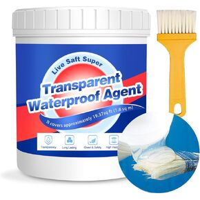 Invisible Waterproof Adhesive - 10.6oz Water-Based Transparent Waterproof Coating with Brush, Wall Bathroom Roof Liquid Waterproof Sealant Anti Leakage Agent for Indoor & Outdoor