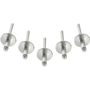 USA Fittings Quantity 100 Large Flange Aluminum Open End Pop Rivets 3/16" x 1/2" (0.376-0.500 Inch Grip Range) QTY: 100