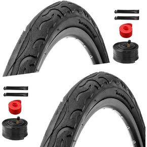 2 Pack Beach Cruiser Bike Tires 26x2.125 Inch, 26 Inch Folding Replacement Bicycle Tires with 26 Inch Schrader Valve Bike Tubes, 4 Tire Levers and 2 Rim Strips