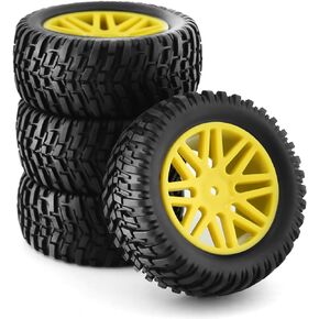 Chanmoo 1/10 RC Off Road Tires and Wheels 12mm Hex Rubber Short Course Truck Tyres with Foam Insert for 1:10 Scale Buggy Car ARRMA Traxxas Wltoys 144001 Losi HSP 94107 94170 94155 94177 4PCS (Green)