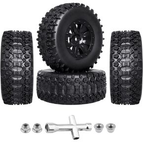 عجلات إطارات GoHobby RC SC الملصقة مسبقًا لشاحنة Traxxas Slash 2WD Vxl 4x4 Redcat Blackout XTE TR10، Losi 22S SCT RC ذات الدورة القصيرة