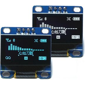 Wishiot 2PCS 0.96 inch OLED IIC Dispaly Bboard Module 12864 128x64 Pixel Mini Self-Luminous OLED Screen for Arduino ESP32 (White+Blue)