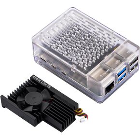 GeeekPi ABS Case with Armor Lite V5 Active Cooler for Raspberry Pi 5, Pi 5 Case with Aluminum Heatsink & Cooling Fan for Raspberry Pi 5 (Black)
