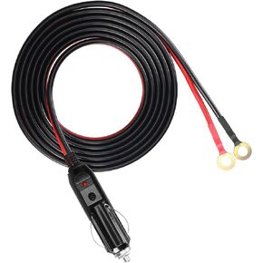 12V/24V Cigarette Lighter to O Ring Terminal Cable YACSEJAO 16AWG 6FT Car Cigarette Lighter Male Plug to Battery Eyelet Terminal Heavy Duty Connector Cable