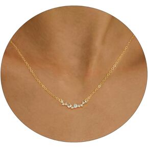 VIROMY Dainty Gold/Silver Necklaces for Women Trendy,14K Gold Plated Cubic Zirconia Diamond Pendant Choker Necklace Layered Adjustable Necklace for Women Everyday Girls Fashion Jewelry Gifts