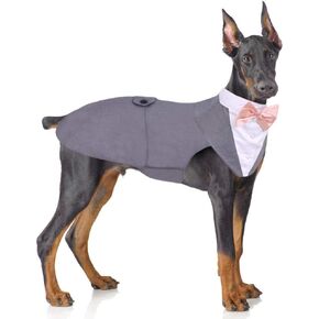 PUMYPOREITY Small Dog Bowtie Tuxedo Suit, Dog Wedding Outfit, Cat Tuxedo, Dog Tuxedo and Bandana Set for Chihuahua, Boston Terrier, Bichon, Corgi, Pomeranian, 2 Pieces/Pack, S, Black
