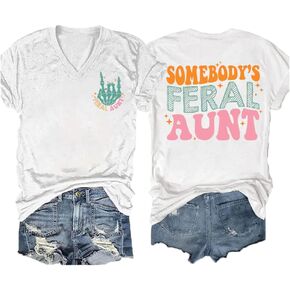 Somebody's Feral Aunt T-Shirt Retro Groovy Cool Aunts Club Funny Auntie Women Cool Aunt T-Shirt Auntie Gifts Tee