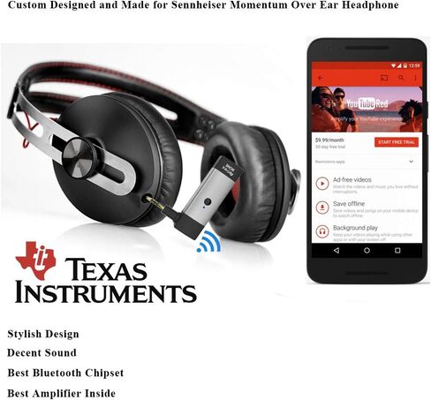 مستقبل محول بلوتوث Airfrex مع مقبس 2.5 مم لسماعات Sennheiser Momentum 2.0 على الأذن وفوق الأذن، محول موصل بديل لسلك سماعة الرأس Sennheiser Momentum 2.0 in Kuwait