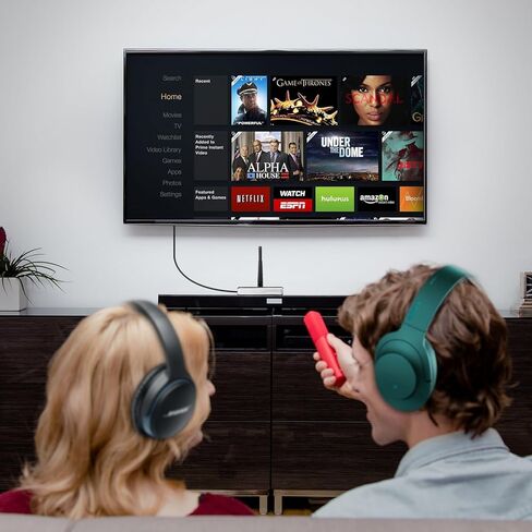 جهاز إرسال بلوتوث للتلفزيون طويل المدى APTX منخفض الكمون من HomeSpot محول صوت لاسلكي للتلفزيون والألعاب ودعم الصوت البصري والمحوري و3.5 مم in Kuwait