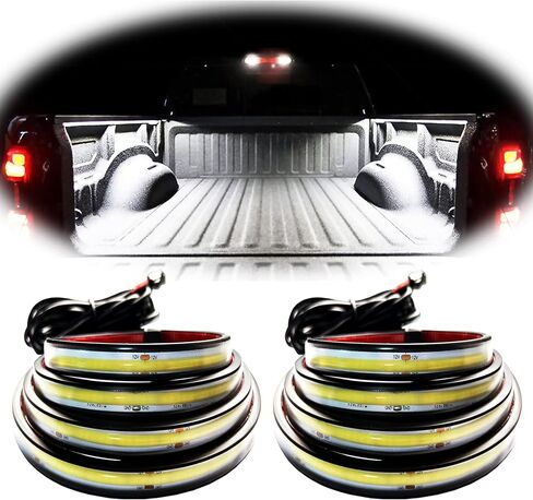 LED Truck Bed Lights, 60 Inches, 2 Pack, COB 1584 LEDs, 6500K,12V, 30W, Waterproof, with Switch, 5A Fuse Holder, Easy Install, Ideal for Truck Cargo Lighting in Kuwait