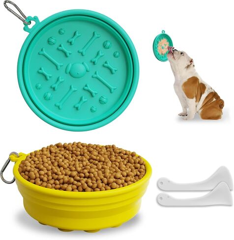 Collapsible Dog Bowl 2 Pack, Portable Dog Bowl for Puppy/Cat, Silicone Travel Dog Bowl with Anti-Slip Suction Cups, Collapsible Dog Water Bowl for Small/Medium Dogs - for Outdoor Hiking Indoor in Saudi Arabia