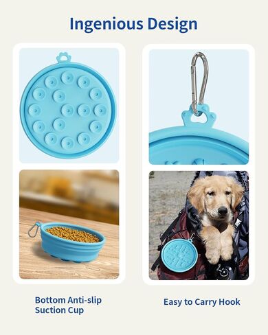 Collapsible Dog Bowl 2 Pack, Portable Dog Bowl for Puppy/Cat, Silicone Travel Dog Bowl with Anti-Slip Suction Cups, Collapsible Dog Water Bowl for Small/Medium Dogs - for Outdoor Hiking Indoor in Saudi Arabia