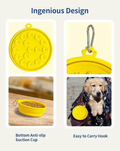Collapsible Dog Bowl 2 Pack, Portable Dog Bowl for Puppy/Cat, Silicone Travel Dog Bowl with Anti-Slip Suction Cups, Collapsible Dog Water Bowl for Small/Medium Dogs - for Outdoor Hiking Indoor in Saudi Arabia