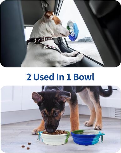 Collapsible Dog Bowl 2 Pack, Portable Dog Bowl for Puppy/Cat, Silicone Travel Dog Bowl with Anti-Slip Suction Cups, Collapsible Dog Water Bowl for Small/Medium Dogs - for Outdoor Hiking Indoor in Saudi Arabia