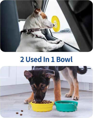 Collapsible Dog Bowl 2 Pack, Portable Dog Bowl for Puppy/Cat, Silicone Travel Dog Bowl with Anti-Slip Suction Cups, Collapsible Dog Water Bowl for Small/Medium Dogs - for Outdoor Hiking Indoor in Saudi Arabia