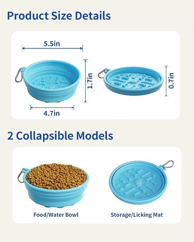 Collapsible Dog Bowl 2 Pack, Portable Dog Bowl for Puppy/Cat, Silicone Travel Dog Bowl with Anti-Slip Suction Cups, Collapsible Dog Water Bowl for Small/Medium Dogs - for Outdoor Hiking Indoor in Saudi Arabia