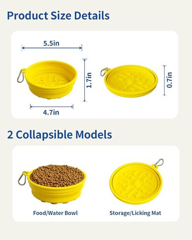 Collapsible Dog Bowl 2 Pack, Portable Dog Bowl for Puppy/Cat, Silicone Travel Dog Bowl with Anti-Slip Suction Cups, Collapsible Dog Water Bowl for Small/Medium Dogs - for Outdoor Hiking Indoor in Saudi Arabia