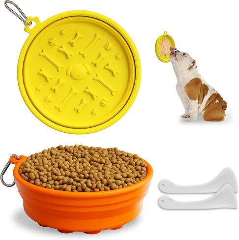Collapsible Dog Bowl 2 Pack, Portable Dog Bowl for Puppy/Cat, Silicone Travel Dog Bowl with Anti-Slip Suction Cups, Collapsible Dog Water Bowl for Small/Medium Dogs - for Outdoor Hiking Indoor in Saudi Arabia