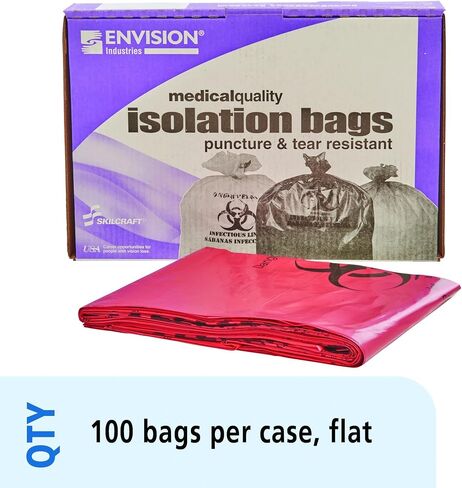 Stout by Envision"Envision ISR-33-H Infectious Waste Collection Bags, LLDPE, 33"" x 40"", 33 gal Capacity, 1.2 Mil Thickness, 3 Gallon, Red, Pack of 100" in Saudi Arabia