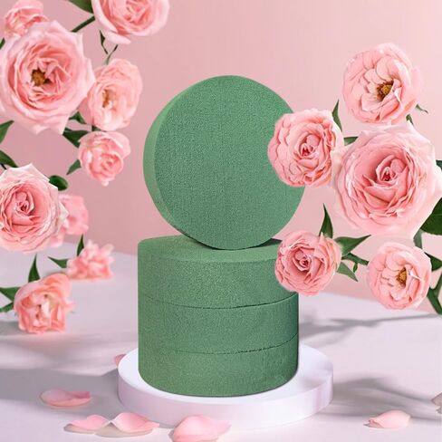 6 Pcs Round Floral Foam Blocks Each (6" X 1.5") Green Wet & Dry Flower Foam for Fresh & Artificial Flower Arrangements, DIY Crafts, Arts, Weddings, Birthdays and Garden Decorations (Size: 6 Inch) in Saudi Arabia
