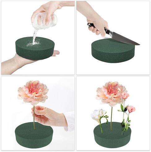 6 Pcs Round Floral Foam Blocks Each (6" X 1.5") Green Wet & Dry Flower Foam for Fresh & Artificial Flower Arrangements, DIY Crafts, Arts, Weddings, Birthdays and Garden Decorations (Size: 6 Inch) in Saudi Arabia