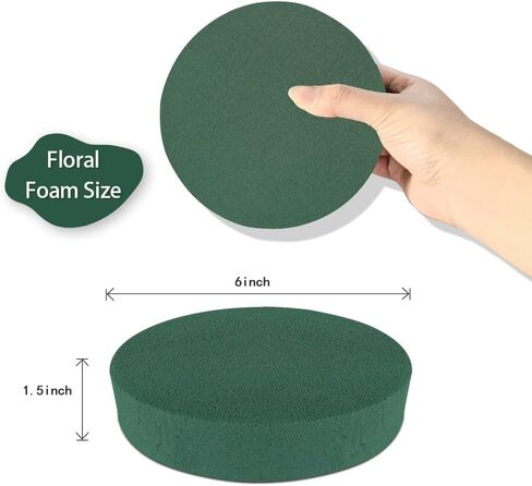 6 Pcs Round Floral Foam Blocks Each (6" X 1.5") Green Wet & Dry Flower Foam for Fresh & Artificial Flower Arrangements, DIY Crafts, Arts, Weddings, Birthdays and Garden Decorations (Size: 6 Inch) in Saudi Arabia