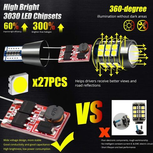 9-36V BA15S LED Bulbs 27-SMD 3030 Chip Super Bright 11561141 1003 1073 7506 LED Lamps for Back Up,Reverse,Brake,Tail,Rv Lights.Xenon White. (2-Pack) in Saudi Arabia