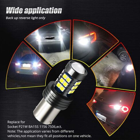 9-36V BA15S LED Bulbs 27-SMD 3030 Chip Super Bright 11561141 1003 1073 7506 LED Lamps for Back Up,Reverse,Brake,Tail,Rv Lights.Xenon White. (2-Pack) in Saudi Arabia