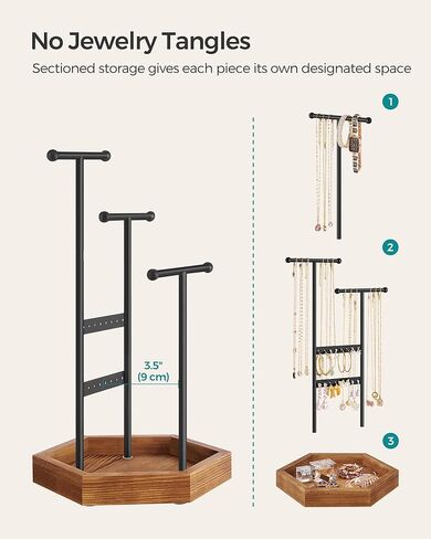 SONGMICS Mirror Jewelry Cabinet and Jewelry Holder Bundle, Jewelry Organizer, 47.2-Inch Tall Lockable Wall or Door Mounted Jewelry Armoire Organizer with Mirror, for Rings UJJC93W and UJJS03CB in Saudi Arabia