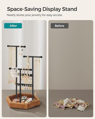 SONGMICS Mirror Jewelry Cabinet and Jewelry Holder Bundle, Jewelry Organizer, 47.2-Inch Tall Lockable Wall or Door Mounted Jewelry Armoire Organizer with Mirror, for Rings UJJC93W and UJJS03CB in Saudi Arabia