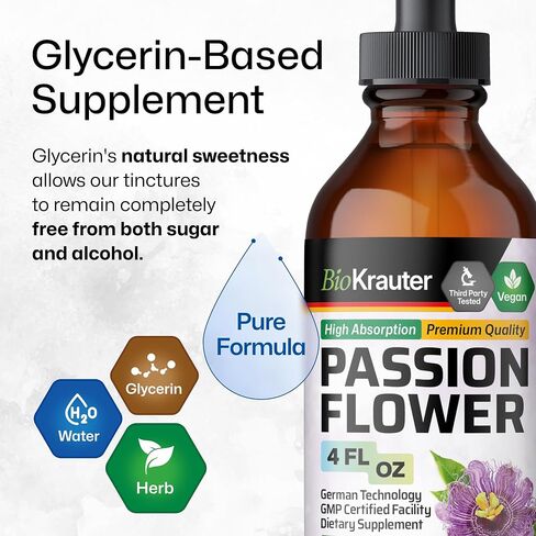 Passionflower Tincture - Passion Flower Extract for Mood Support - Alcohol and Sugar Free - Vegan Drops 2 Fl.Oz. in Kuwait