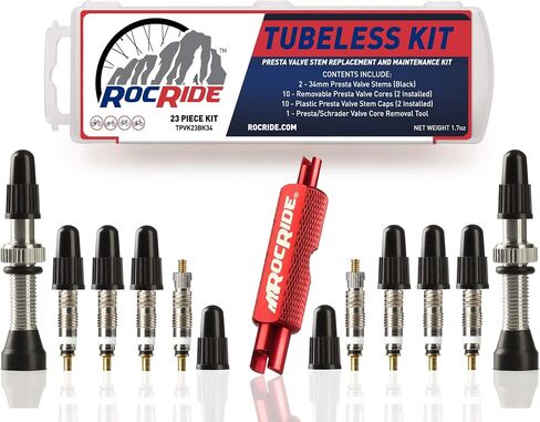 Tubeless Presta Valve Stem Kit for Bikes. Presta Valve Stems, Cores and Removal Tool. in Saudi Arabia