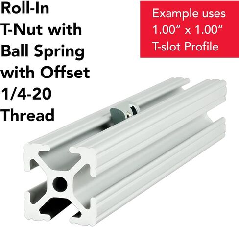 8020, 3923, 10 Series 1/4-20 Steel Roll in T-Nut with Ball Spring - T Slot Accessories for Aluminum Extrusion - 80/20 Hardware Nuts (10) in Saudi Arabia