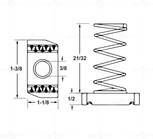 Highcraft OTDI-A50 3/8 بوصة خيط × 1-3/8 بوصة صواميل قناة تبختر مع زنبرك طويل، فولاذ كربوني مع لمسة نهائية من الزنك - 50 حزمة، كروم in Kuwait