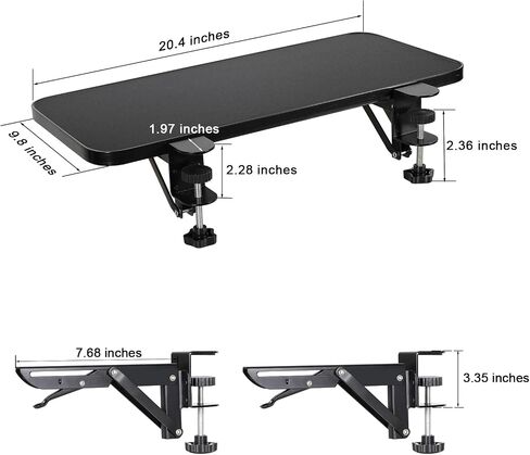 صينية تمديد مكتب Nillcs Ergonomics، صينية لوحة مفاتيح قابلة للطي كبيرة الحجم مقاس 20.4 × 9.8 بوصة، ذراع تمديد طاولة الكمبيوتر، دعم مسند الذراع للمنزل والمكتب in Saudi Arabia