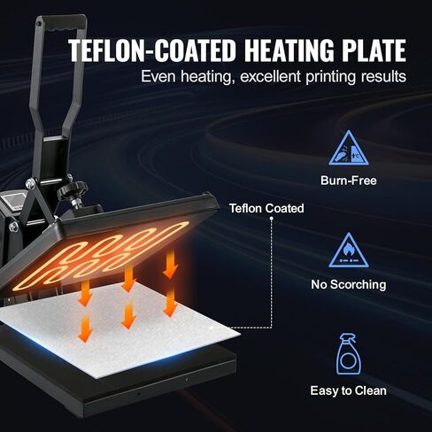 VEVOR Heat Press, 15x15 Power Heat Press Machine, Fast Heating, High Pressure Heat Press Machine for T-Shirt, Digital Industrial Sublimation Printer for Heat Transfer Vinyl, Easy to Use, Black in Saudi Arabia