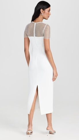 Self Portrait Women's White Crepe Diamante Midi Dress in Kuwait