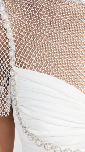 Self Portrait Women's White Crepe Diamante Midi Dress in Kuwait