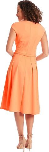 London Times V-Neck Knee Length Fit and Flare Belt | Business Casual Dress for Women in Saudi Arabia