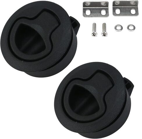 hevstil 2-pack أسود دافق سحب البطولات الاربع مزلاج البلاستيك الأسود جولة، أقفال Southco مدفونة سحب حلقة أقفال أقفال حلقة لليخوت والسفن أقفال باب البطولات الاربع المزدوجة لRVS in Kuwait
