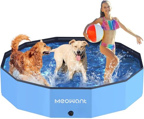 Meowant Extra Large Dog Pool Foldable 87'', Hard Plastic Dog Swimming Pool Kiddie Pool, Collapsible Dog Pet Bath Pool, Portable Deep Dog Pools for Large Dogs (4XL-87'' × 16'') in Saudi Arabia