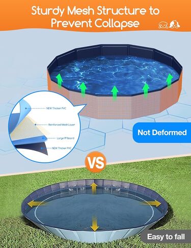 Meowant Extra Large Dog Pool Foldable 87'', Hard Plastic Dog Swimming Pool Kiddie Pool, Collapsible Dog Pet Bath Pool, Portable Deep Dog Pools for Large Dogs (4XL-87'' × 16'') in Saudi Arabia