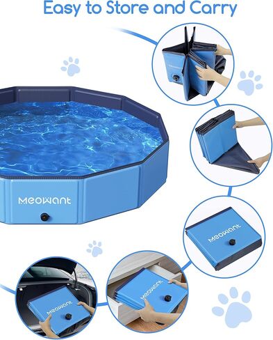 Meowant Extra Large Dog Pool Foldable 87'', Hard Plastic Dog Swimming Pool Kiddie Pool, Collapsible Dog Pet Bath Pool, Portable Deep Dog Pools for Large Dogs (4XL-87'' × 16'') in Saudi Arabia